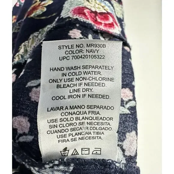 Bila Maxi Dress Women's XL Multi Floral Smocked Waist Tie Front Handkerchief Hem - Picture 5 of 6